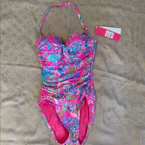 Lilly Pulitzer Hot Pink Tropical Coral Print One-Piece Swimsuit